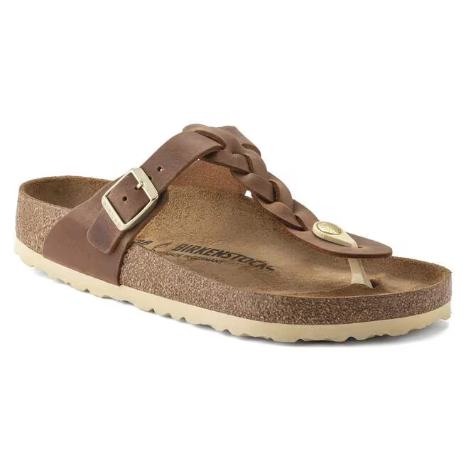 BIRKENSTOCK Gizeh Braided Cognac Oiled leather Regular Fit Str. 41