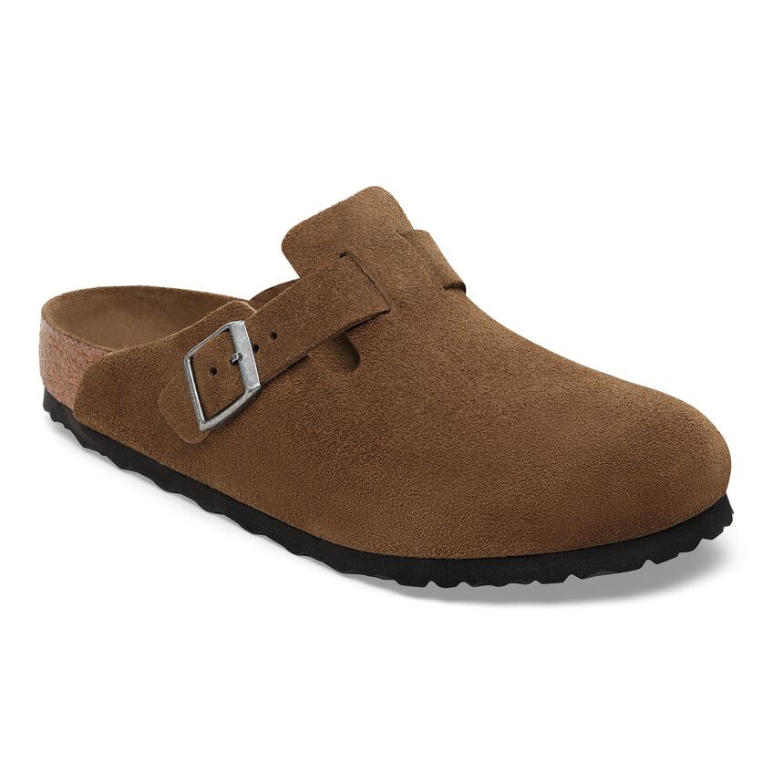 BIRKENSTOCK Boston SFB Dark Tea Suede leather + soft insole Regular Fit Str. 46