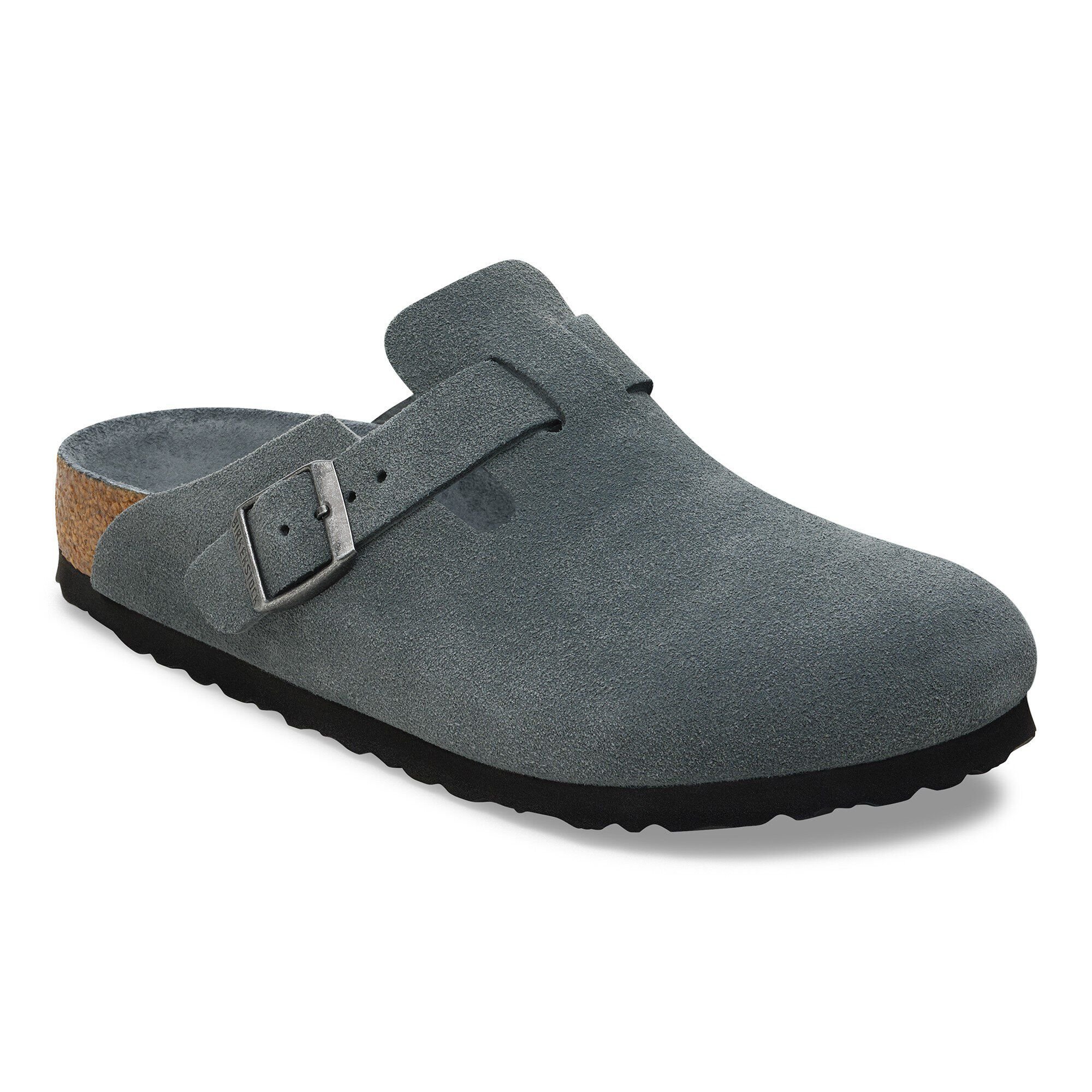 BIRKENSTOCK Boston SFB Basalt Gray Tonal Suede + soft insole Regular Fit Str. 45