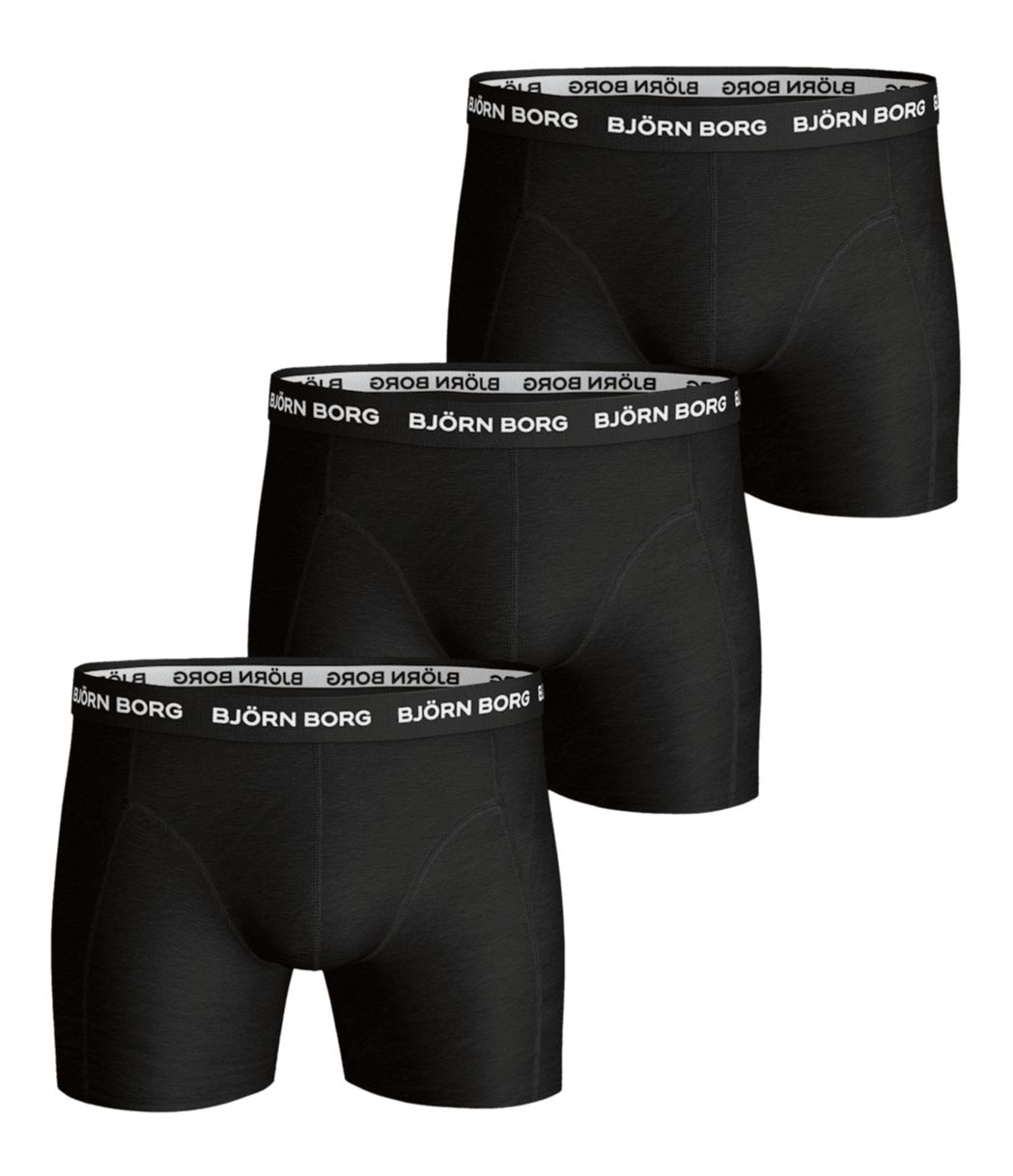 BJÖRN BORG Sort bomuld stretch boxershorts (3-pack) 95% bomuld, 5% elasthan