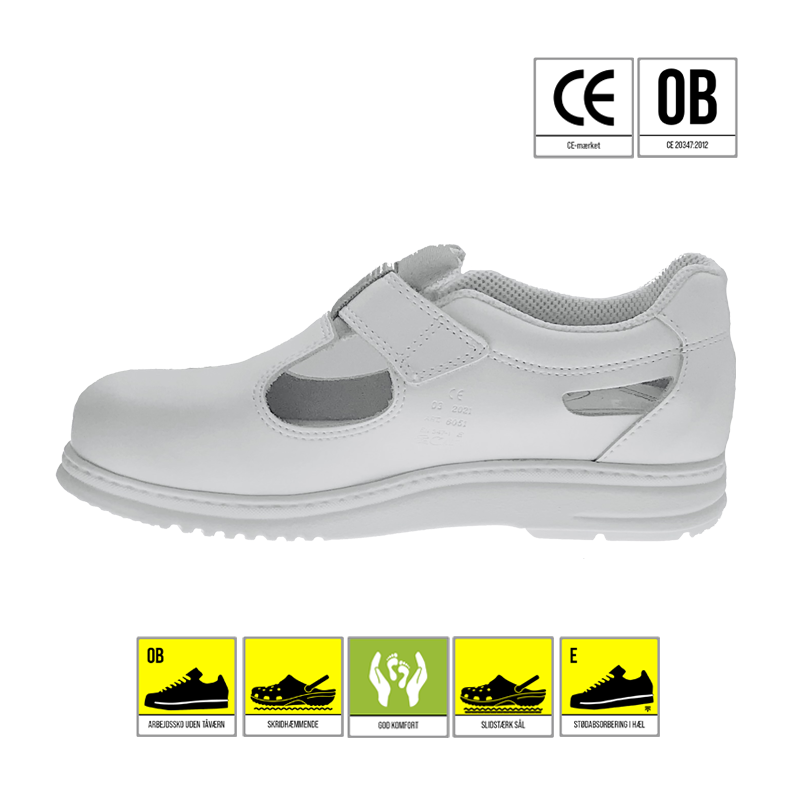 605133 03 Calvani arbejdssko koekkensko med velcro hvid fra reporto