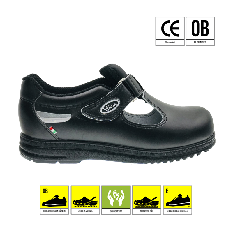 605193 02 Calvani arbejdssko koekkensko med velcro sort fra reporto