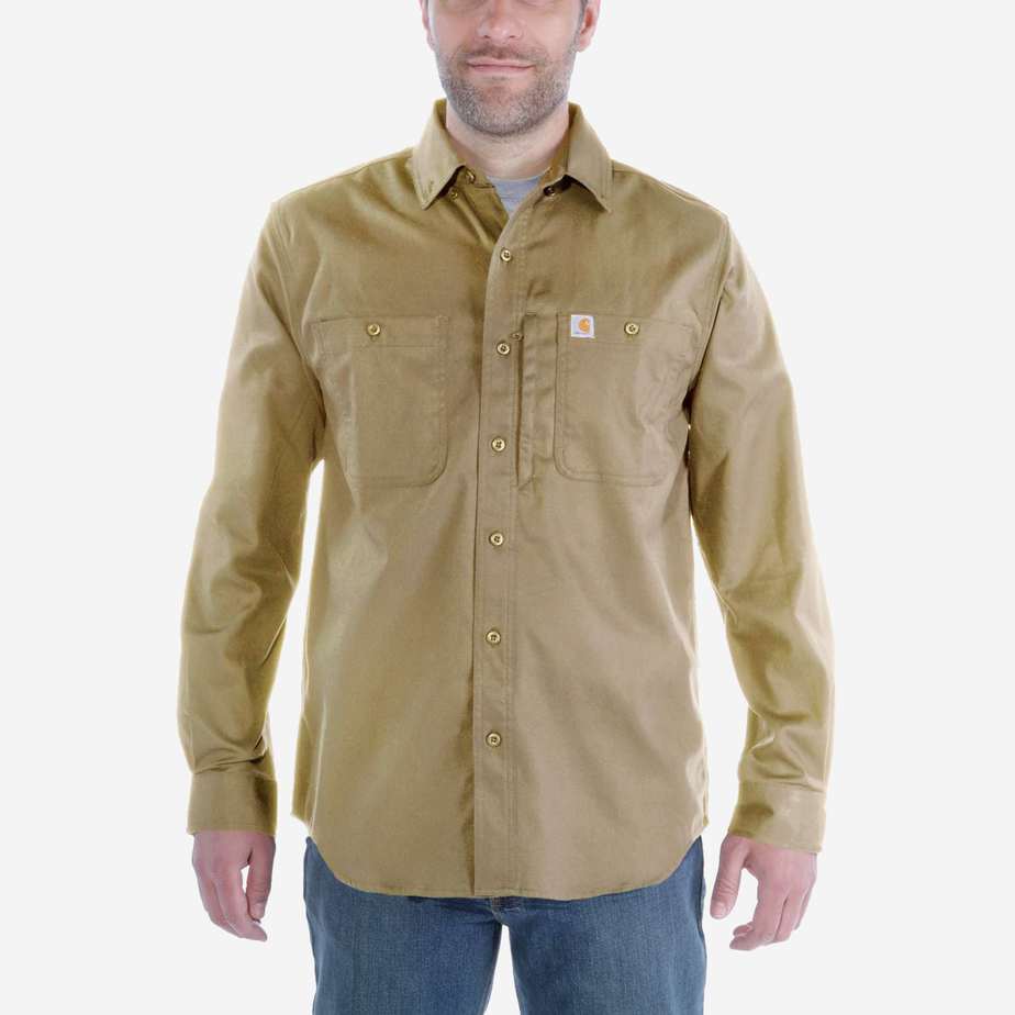 CARHARTT RUGGED PROF L/S WORKSHIRT DARK KHAKI SIZE S