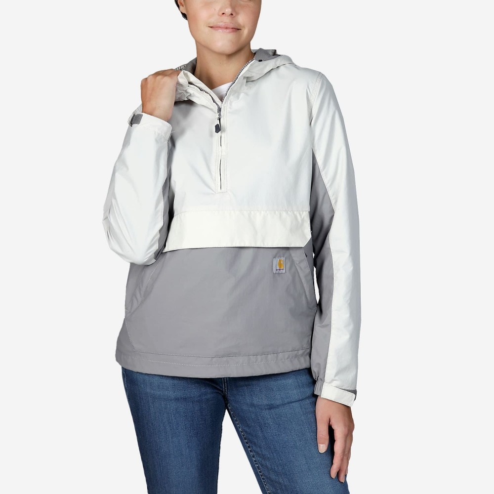 CARHARTT LIGHTWEIGHT LOOSE ANORAK (WOMANS) MALT OFFWHITE-ASPHALT GREY SIZE L