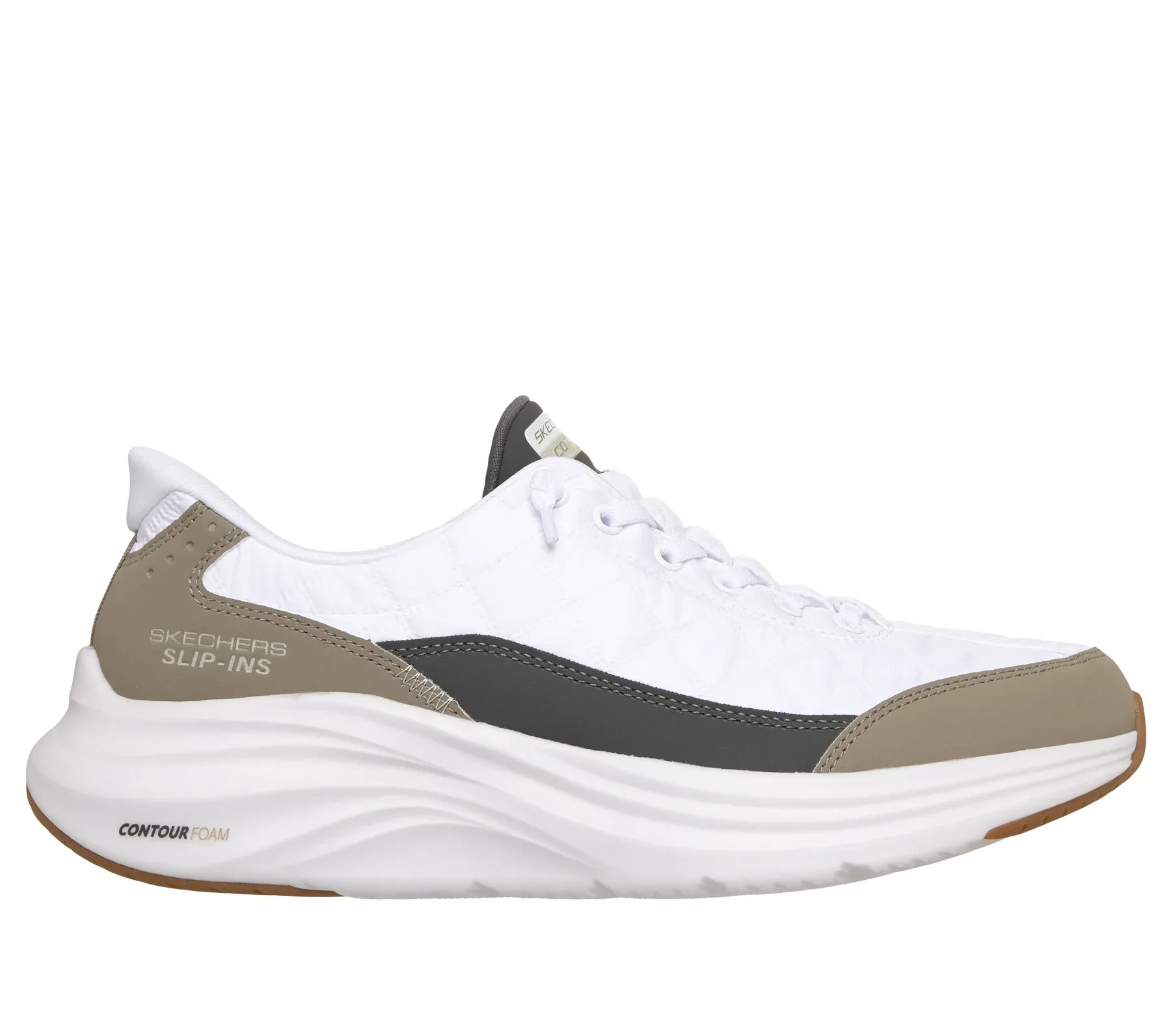 SKECHERS Contour foam Cozy fit White/taupe Slip-ins Maskinvaskbar sneaker Size 44
