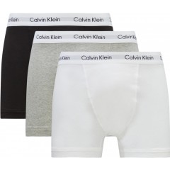 CALVIN KLEIN Sort+grå+hvid m/hvid rib bomuld stretch boxershorts (3-pack) 95% bomuld, 5% elasthan 